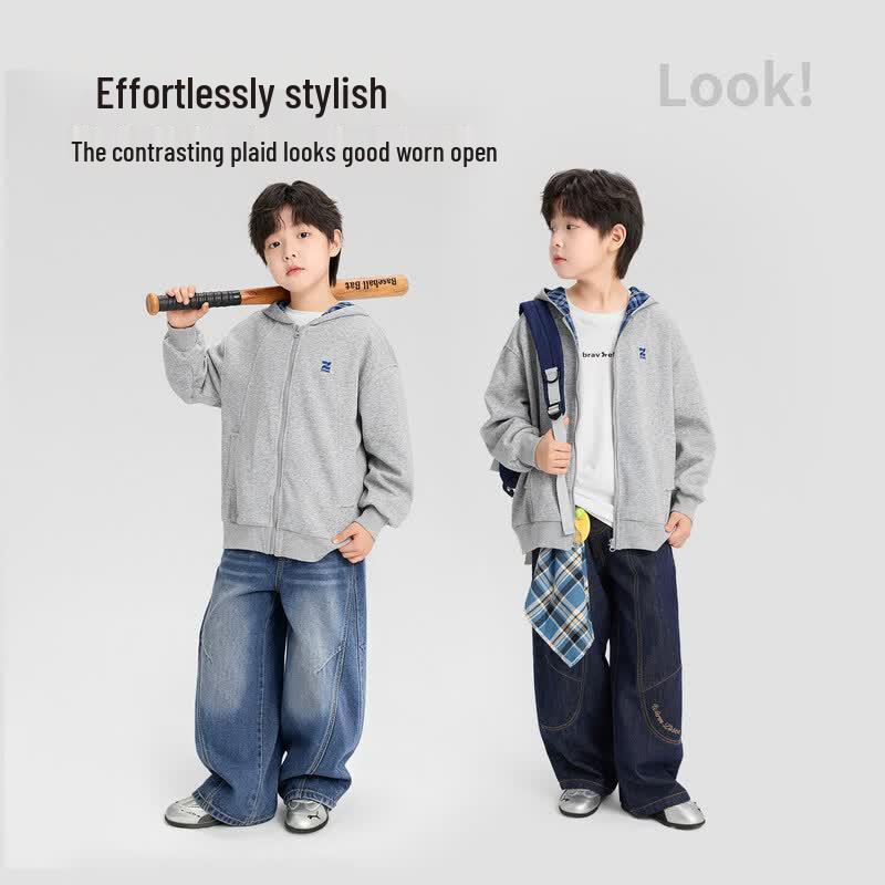 ZuoXi Boys' Casual Hooded Zip-Up Sweatshirt Jacket