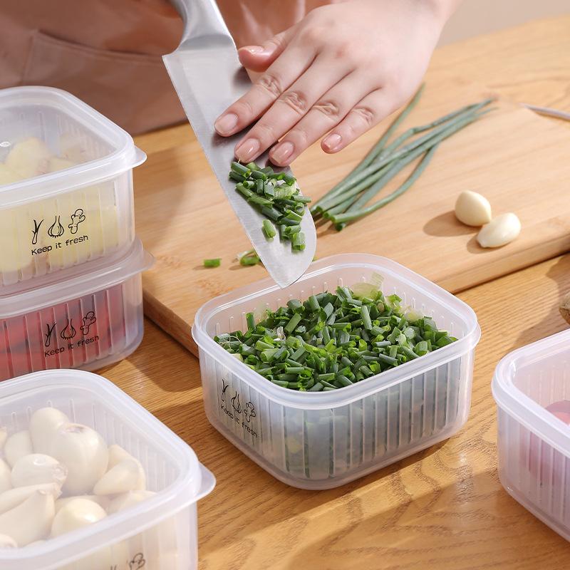Haushalts-Küchen-Ablagebox für Frühlingszwiebeln, Ingwer, Knoblauch - Kühlschrank-Lebensmittelversiegelungs-Aufbewahrungsbox, Obstkorb