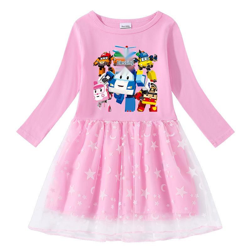 Korean Style Starry Rainbow Sequins Princess Dress - Short & Long Sleeve Options for Girls