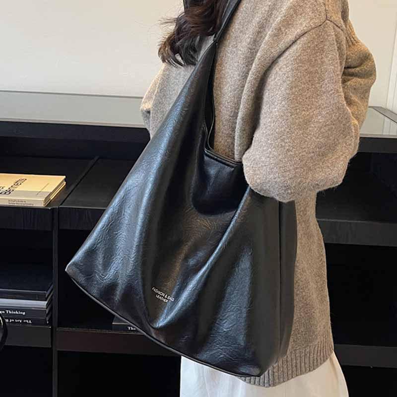 Slack retro big bag women's 2025 new fashion simple women's shoulder bag large capacity commuter tote bag