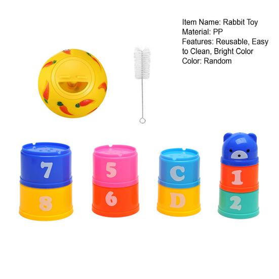 Rabbit Toy Interactive Stacking Cups Bunny Toy Small Rabbit Hiding Food Toy Hamster Foraging Ball for Small Pet