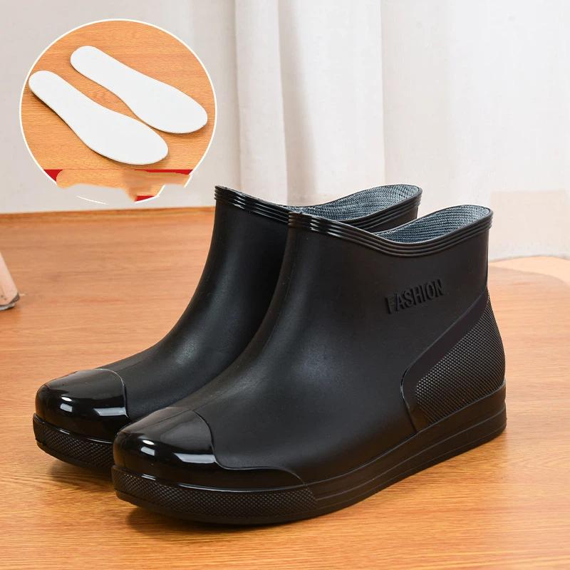 

Женские модные повседневные нескользящие водонепроницаемые резиновые ботинки с коротким голенищем для дождя 41 чёрный