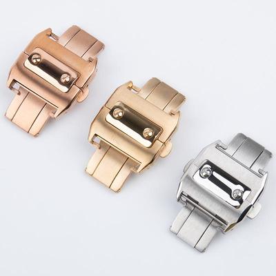 Uhrenschließe 316L Edelstahl Butterfly Faltschließe für Cartier Santos 100 Serie 18mm 21mm