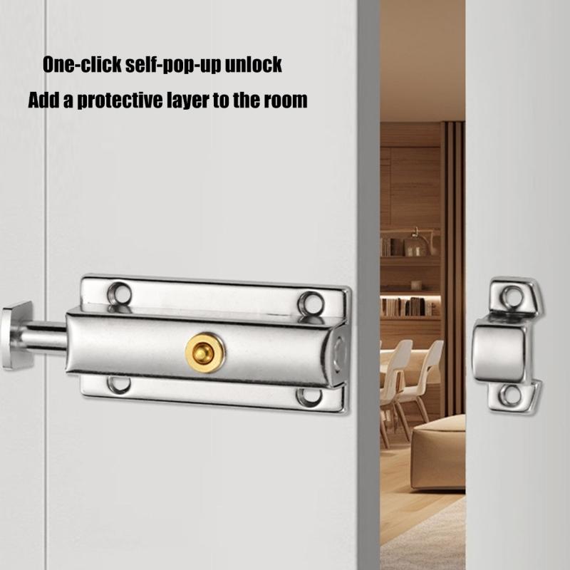 8Pcs Stainless Steel Automatic Spring Door Latches Bolt Antitheft Security Button Lock Door Hardware Easy to Install