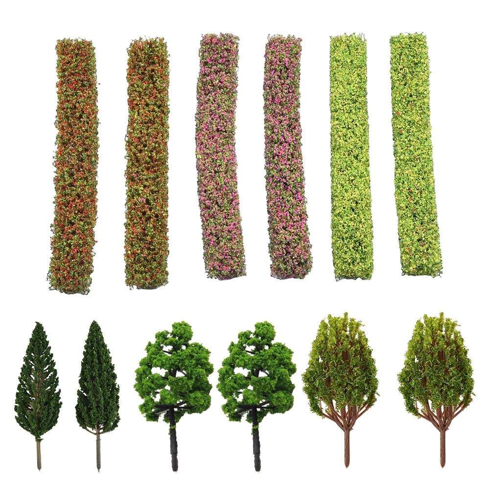9Pcs Miniature Shrub Strips & 6Pcs Model Trees For Realistic Diorama Scenery For DIY Landscapes For Create DIY Natural Look