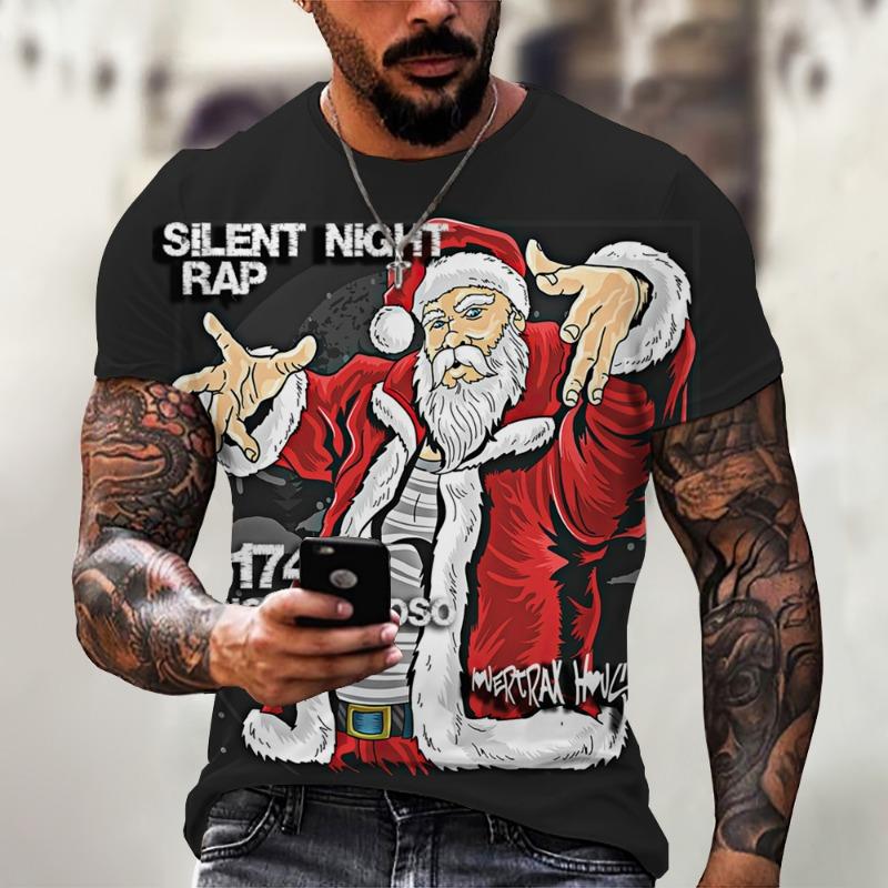 Christmas 3D Santa Claus Print T Shirt for Men Casual Short Sleeve Tee Shirts Fashion O-Neck Top New Year Gift Oversized T-Shirt
