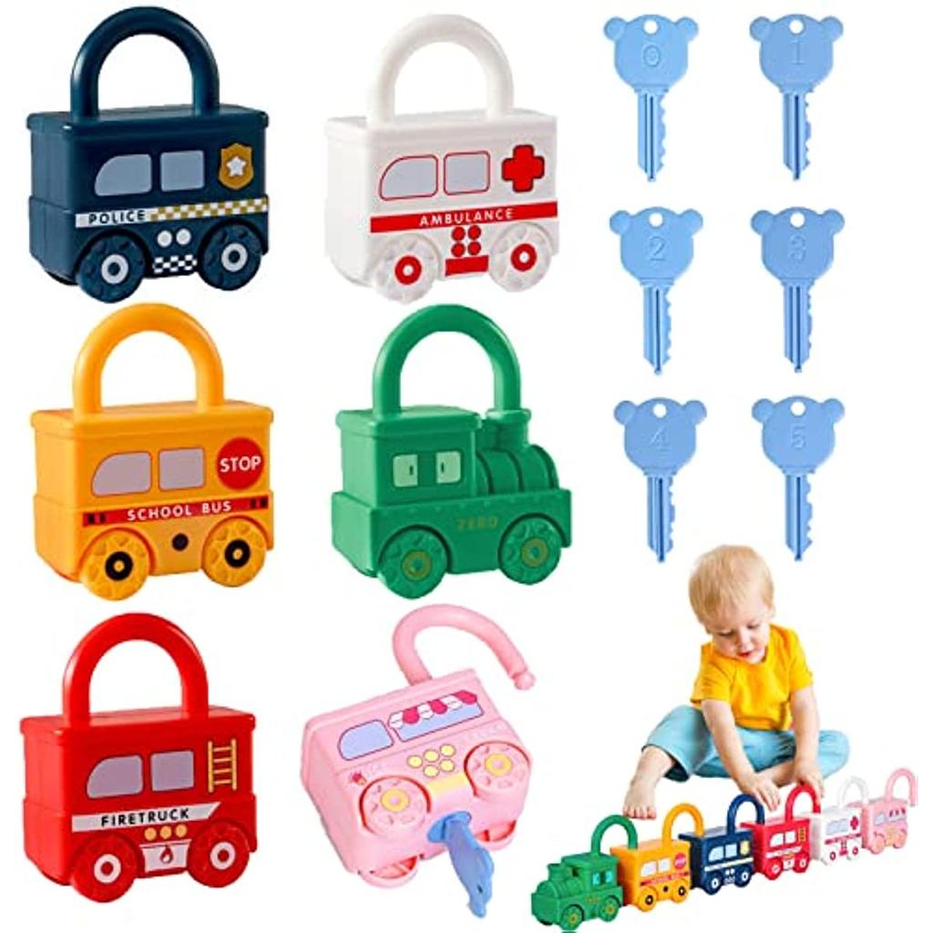 Kids Learning Locks with Keys Educational Preschool Numbers Matching Educational Toys Car Locks Toy Montessori Kid Toy Games