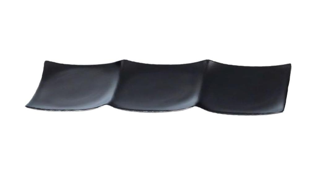 Servierplatte ABS Matt Schwarz Modellnummer 870896 Hergestellt in Japan J-kitchens (Teller) Dreiteilig (Schwarze Rückseite) 28,6 cm