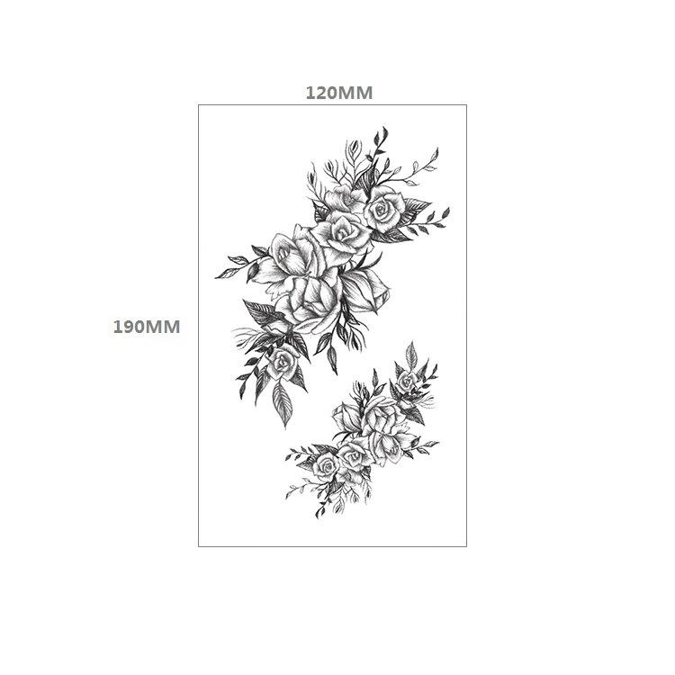 Waterproof Tattoo Sticker Girl Colored Rose Lotus Bohemian Brahma Totem Chest Back Cover Tattoo