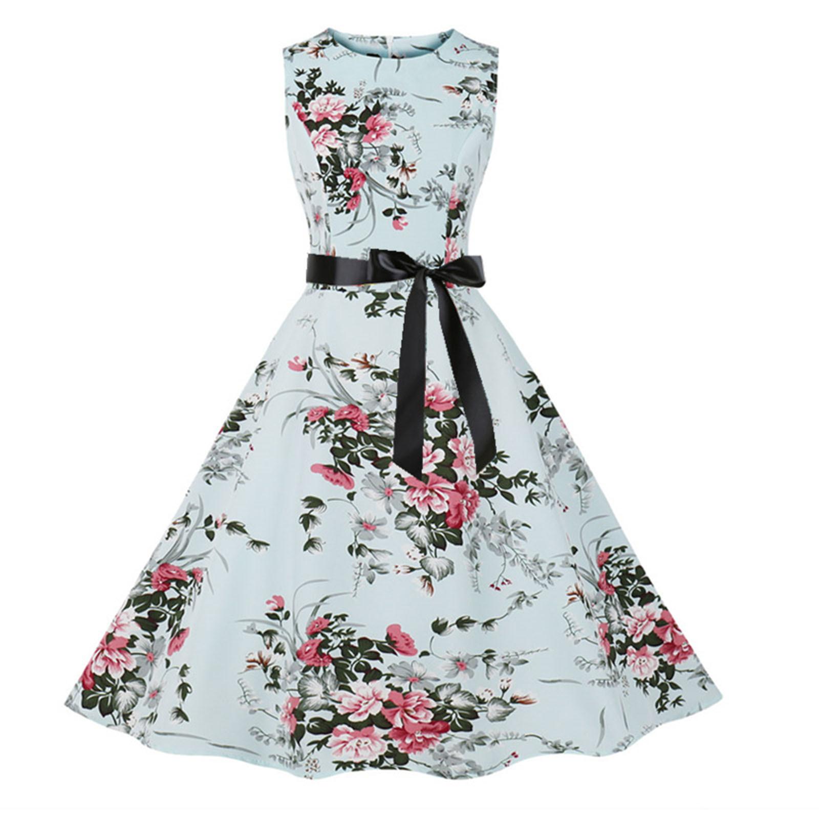 

Women s Fashion Casual Slim Fit Printed Zip Up Sleeveless Round Neck Dress