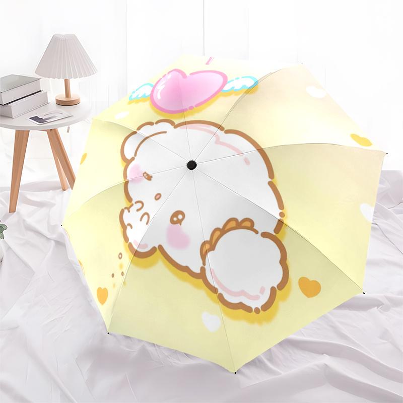 1pc Cute Cartoon Lamb Automatic Opening/Closing Umbrella with Wings - Portable Folding Design, 8-Bone Iron Frame Outdoor Umbrella for Fans, Travelers,