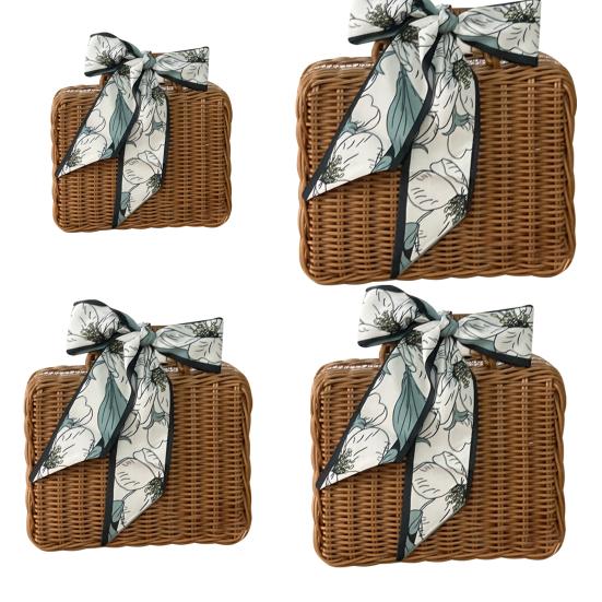 1Set Rattan Suitcase Natural Tasteless Solid Handle Rattan Woven Storage Case for Picnic