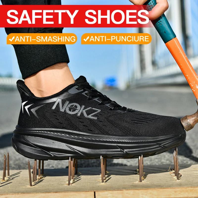 New Men Safety Shoes Work Shoes Steel Wear-resistant Anti-impact Steel Toe Sneakers Protective Breathable Sneakers Construction
