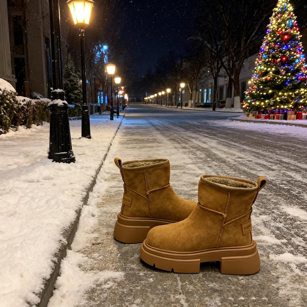 Sneeuwlaarzen met dikke zolen dames 2025 nieuw winter fluweel warm verdikte korte laarzen antislip Martin laarzen grote katoenen schoenen