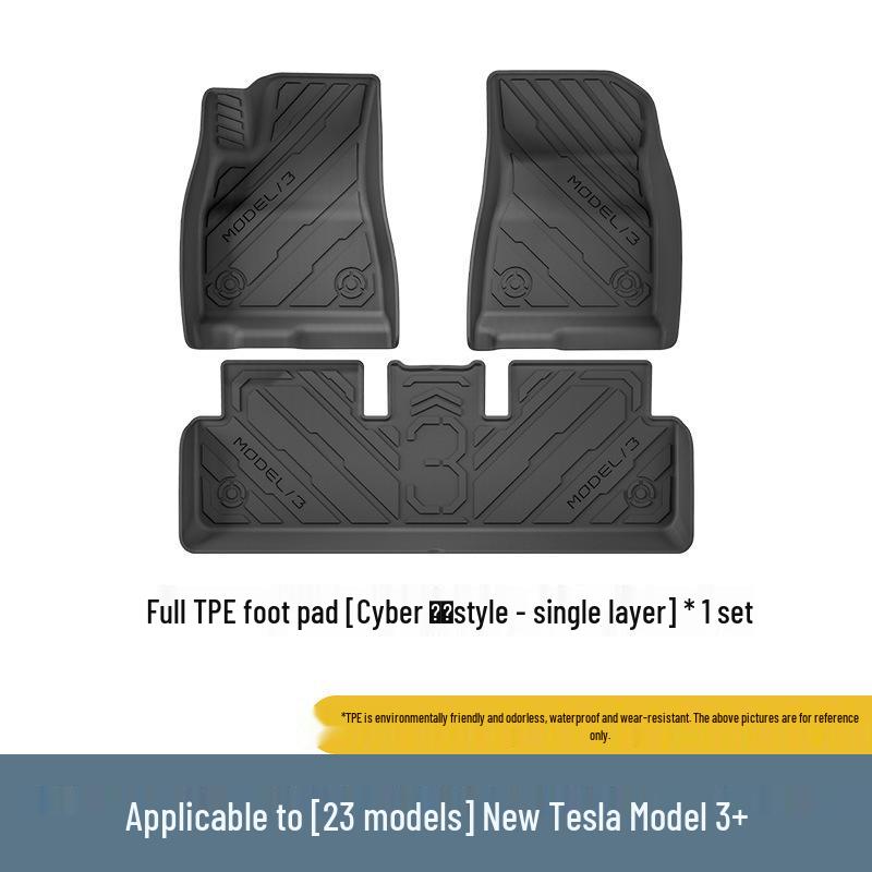 Eco-Friendly TPE Floor Mats for 2023 Tesla Model 3 - All-Weather Piano Style