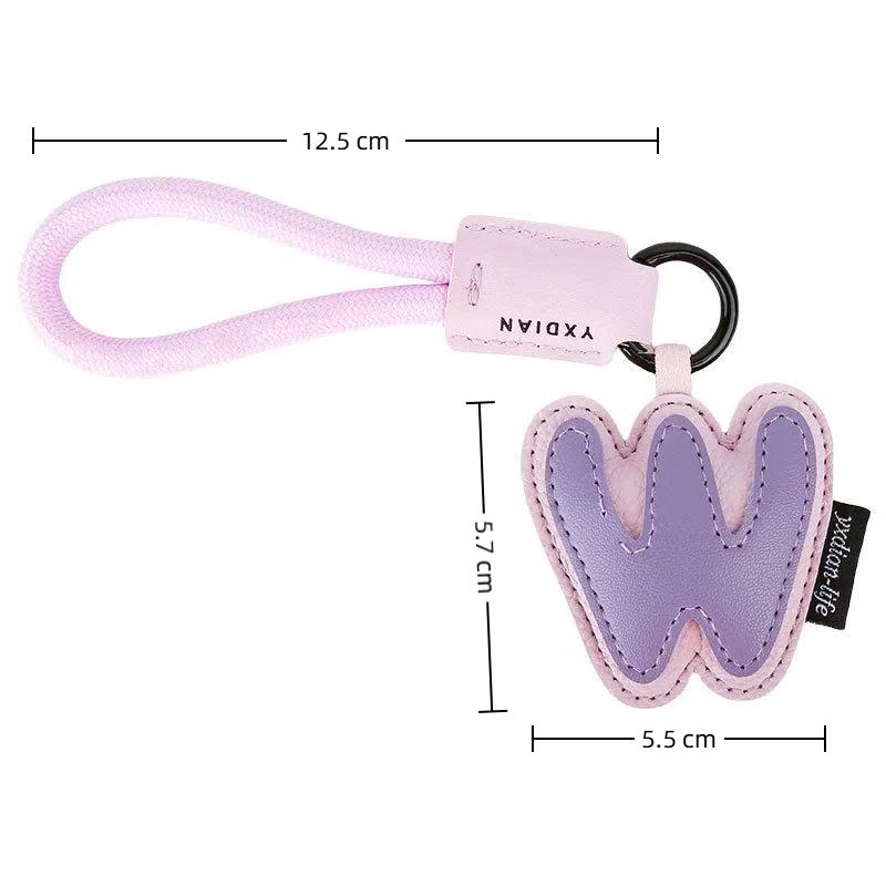 Creative Exquisite 26 English Letter Keychain Pu Leather Bag Hanging Charms Alphabet Keyring Ornaments Lucky Pendant Couple Gift