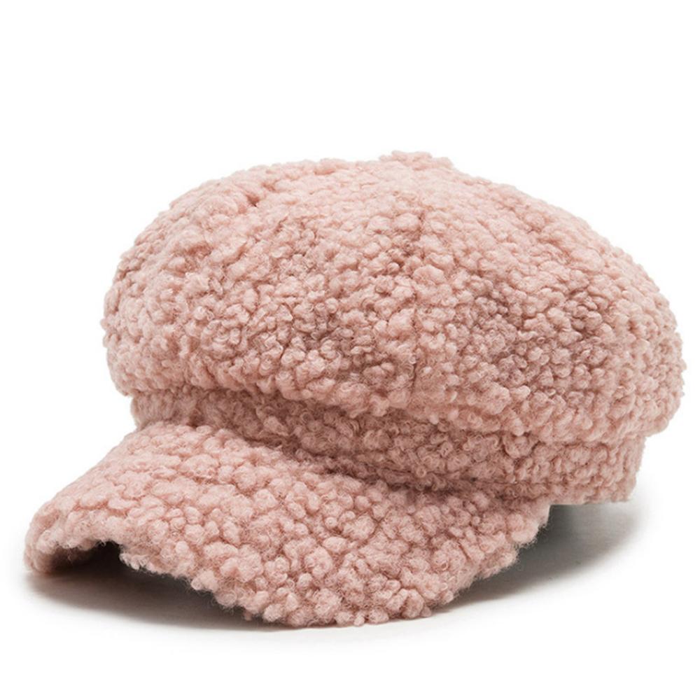 Fashion Lamb Wool Berets for Women Autumn Winter Painter Hat Octagonal Cap