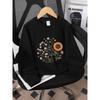 European Sizes Kids' Round-neck Hoodie - Sunflower Daisies Orange White Green , Sportswear And Casual Wear, Soft And Comfortable