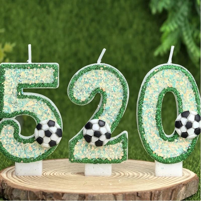 Creative Green Football Fluorescent Birthday Digital Candle Party Supplies Cake Decoration
