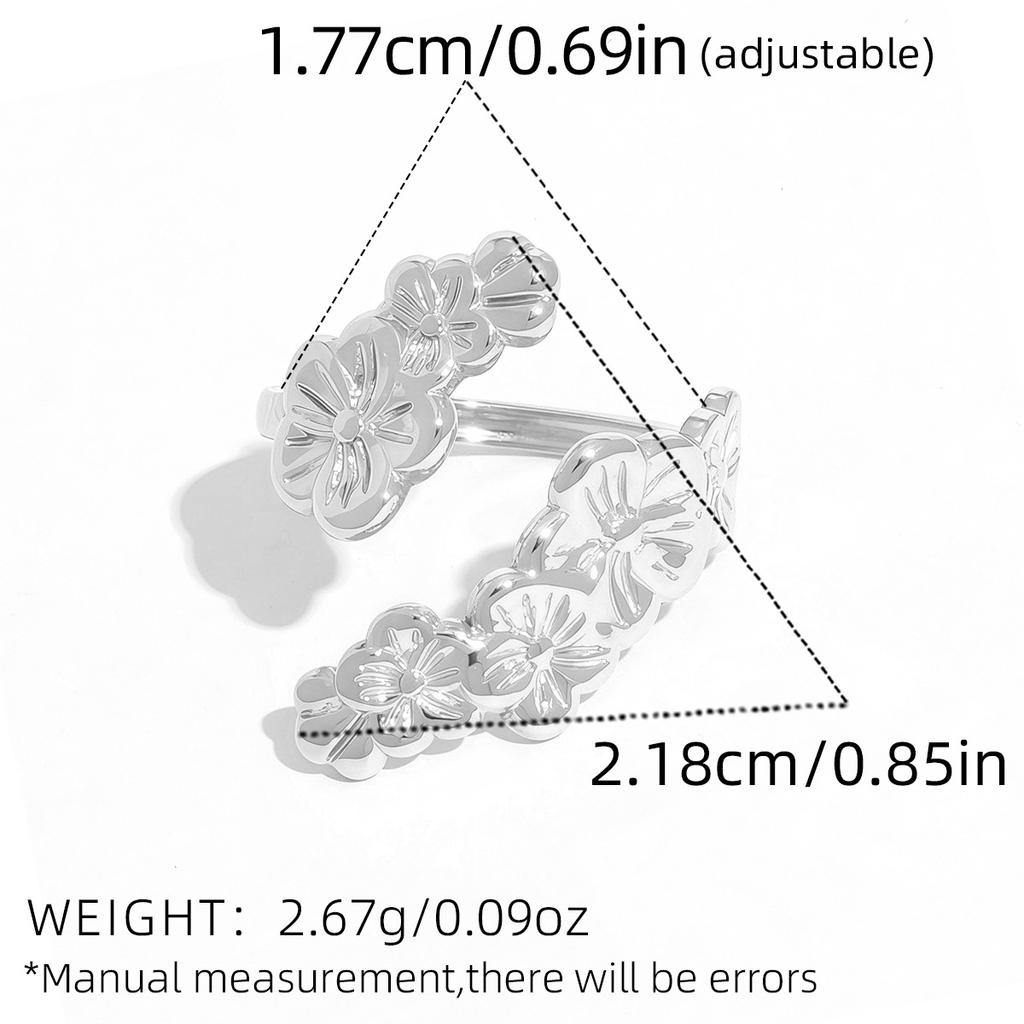 Stainless Steel Flower Rings for Women Men Vintage Five Petal Flower Opening Ring Summer Vacation Waterproof Jewelry Accessories