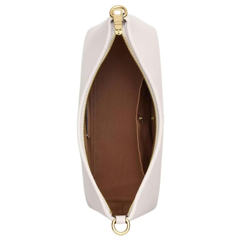 COACH Laurel 31 Logo Logo Zipper Closure Pebbled Leather Crossbody Shoulder Bag Large Women's Gold Chalk