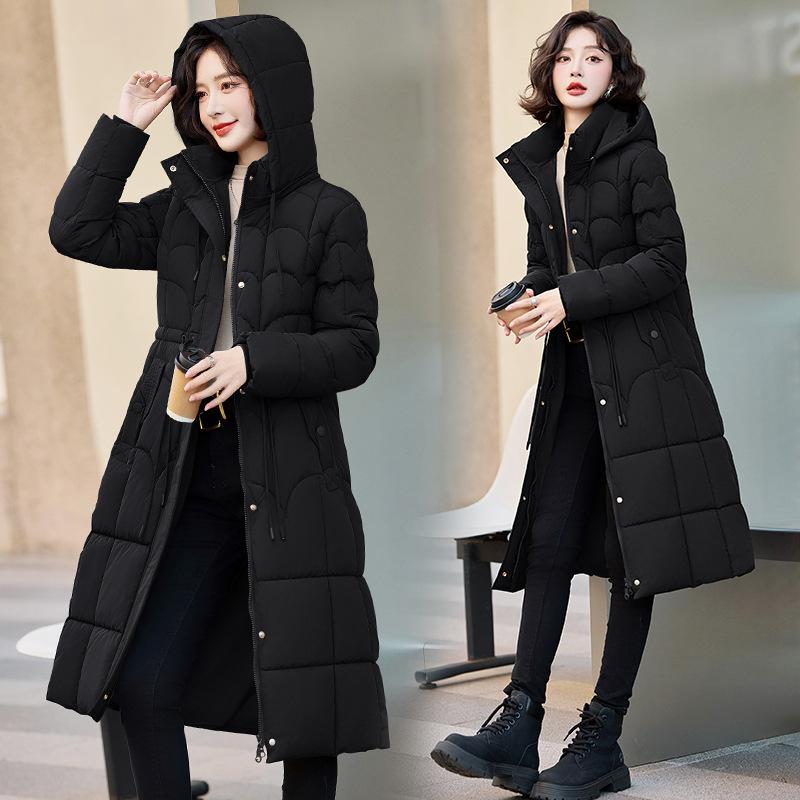 Women's winter cotton-padded clothes medium and long slim-fitting waist regular thickened down cotton-padded jackets hooded mother clothes