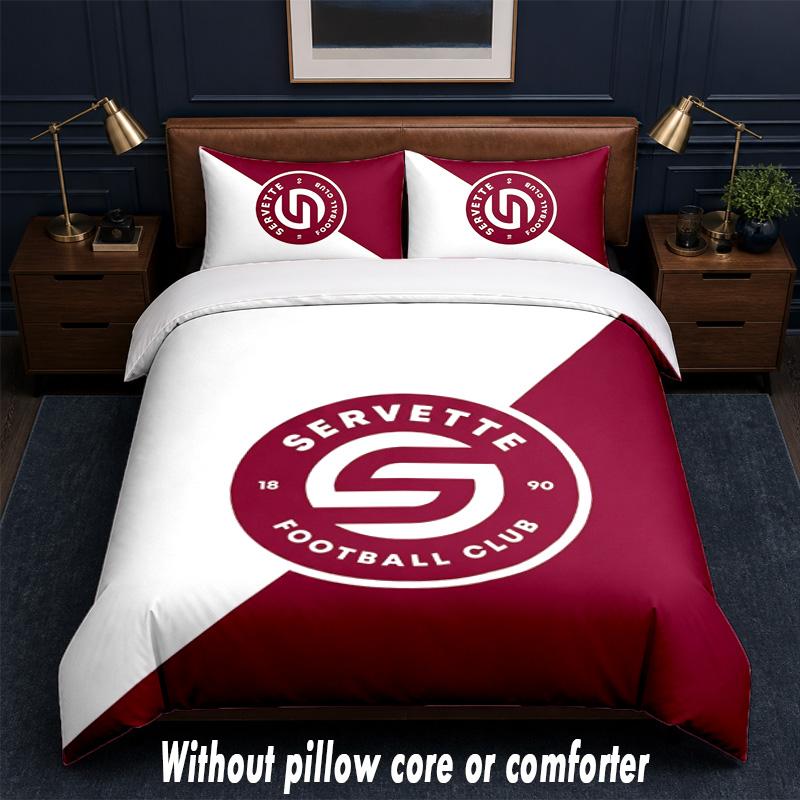Servette FC Design Bed Bedding Set 1 Duvet Cover + 2 Pillowcases Soft Breathable Household Bed Linens