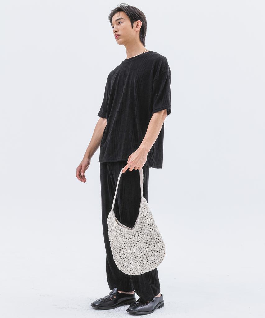 Trip Le Sens Floral Crochet Round Shoulder Bag_Beige