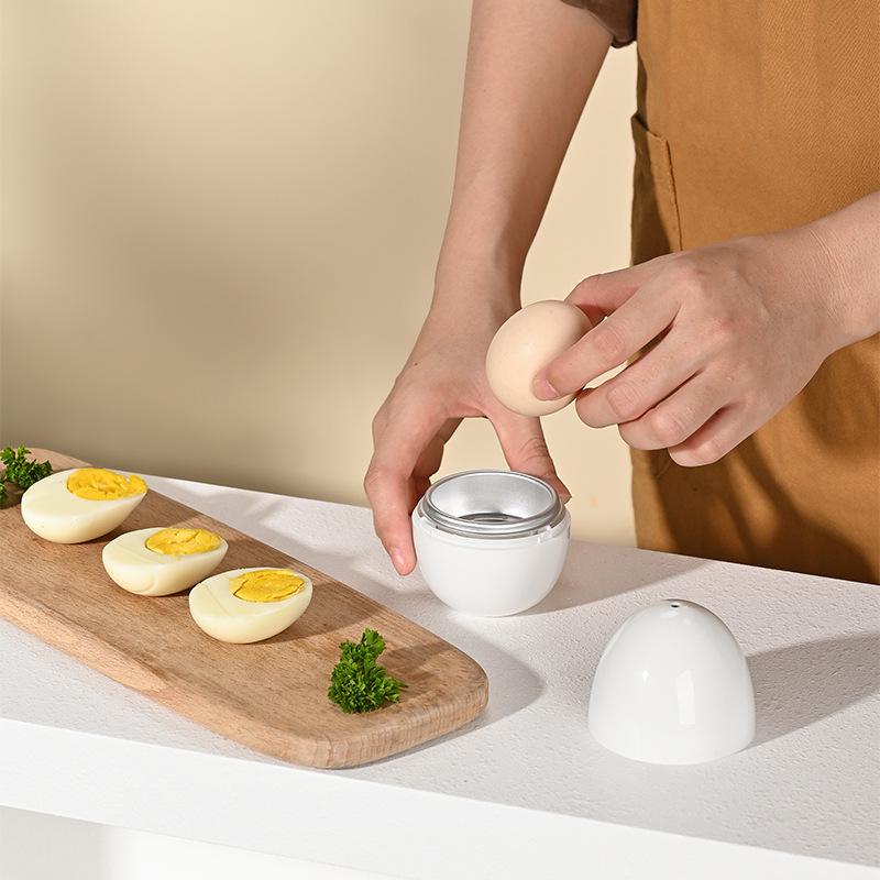 White Egg-Shaped 4-Egg Microwave Steamer Cooker
