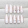 24 Pieces Press On Nail With Bows Details Glossy Full Cover Stick On Nail Acrylic Artificial Nail for Women Girls
