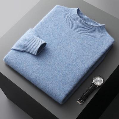 Pull décontracté en cachemire pour homme: Col semi-montant, Fin, Manches longues, Moelleux, Coupe ample pour l'automne et l'hiver