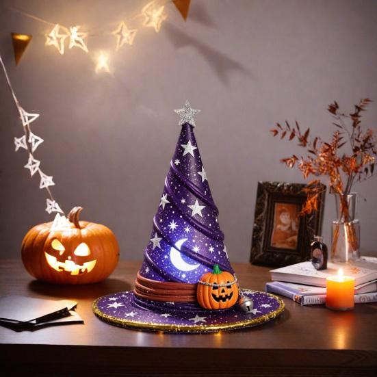 1/3 ks Čarodějnický klobouk Noční světlo LED Halloweenská párty dekorace Víceúčelová Strašidelná Zábavná Svítící Čarodějnický klobouk Ozdoba