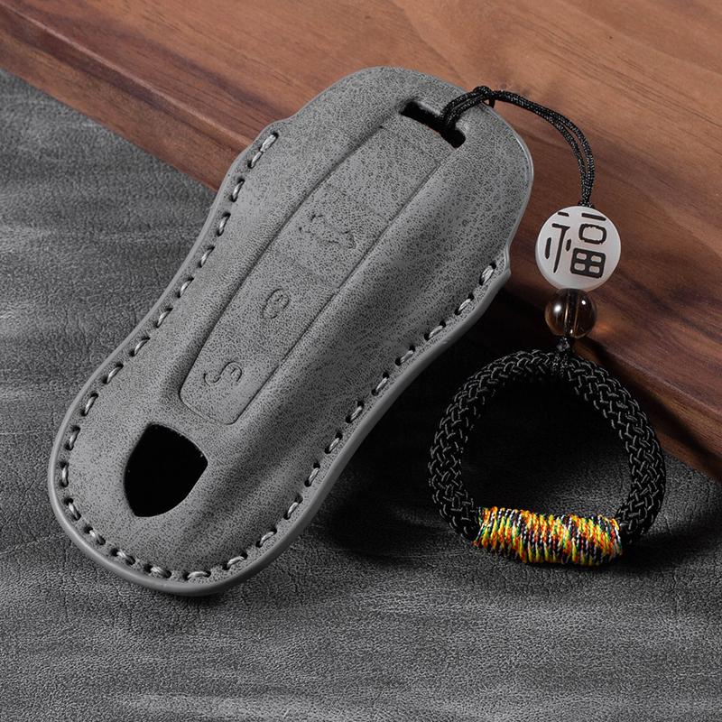 

For Pour Porsche Cayenne Macan 911 Panamera 718 Taycan Étui en Alcantara Cuir Protection Complète Housse pour Clé de Voiture