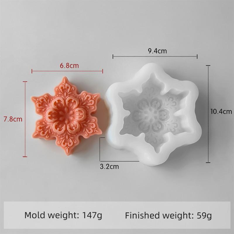 DIY Christmas Snowflake Silicone Candle Mold Handmade Soap Aroma Candle Molds Chocolate Candy Baking Tool