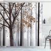 black and white shower curtain misty tall trees woodland natural landscape fabric bathroom decoration shower curtain with hook