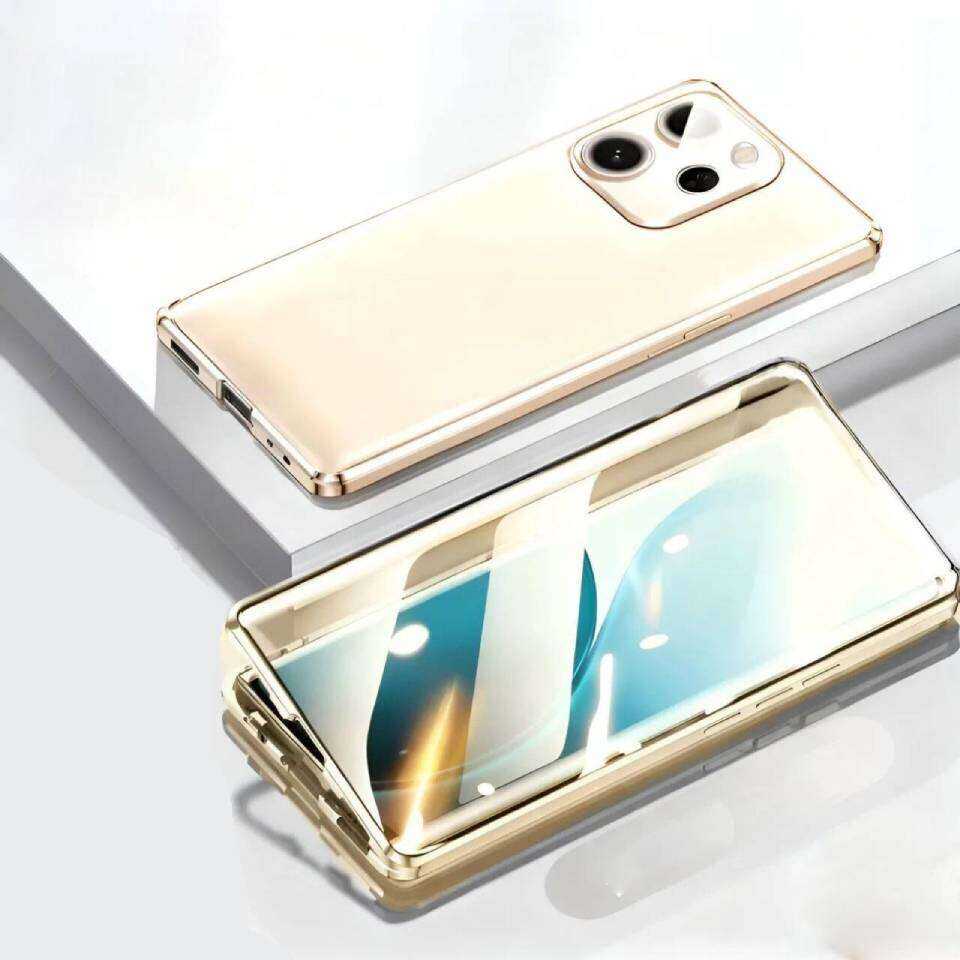 Magnetische Hülle für OPPO Reno15 Reno11 Reno12 Reno13 Pro F mit Metallrahmen Doppelseitiges gehärtetes Glas Voller Objektivschutz Abdeckung Handy-Bumper