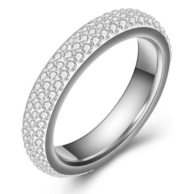 Anello Retro Curvo 6MM in Acciaio Inossidabile con Diamante Incassato - Anello da Nocca in Stile Europeo e Americano per Donna