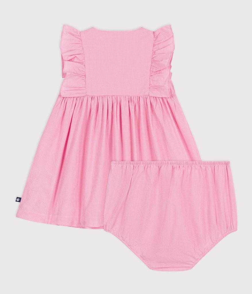 dress A0CLO 18 months 81cm [Petit Bateau] Short-sleeved White/Pink