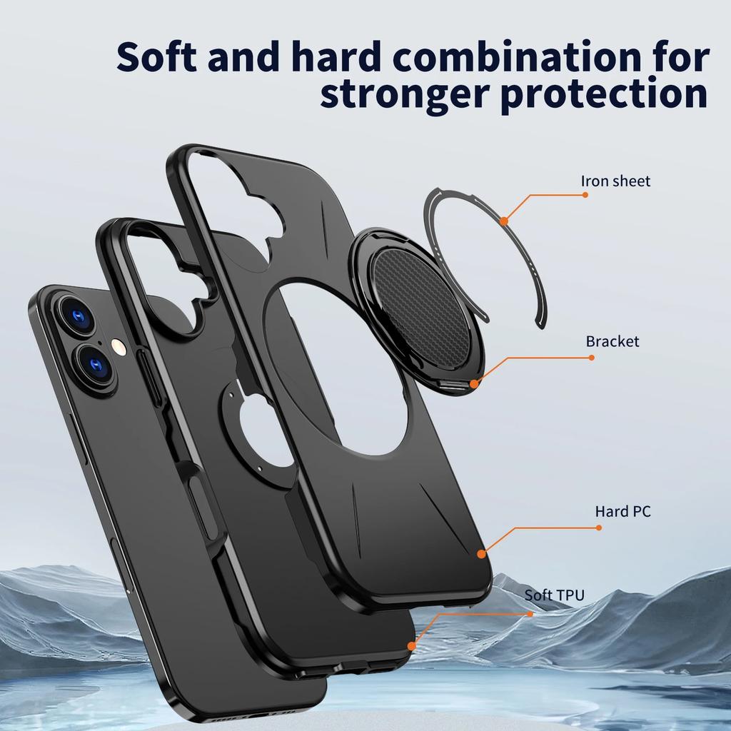 Strong Protective Non-Fingerprint Ring Case for Iphone 17 Pro Max 16 15 17 Air 14 Plus 12 13 Pro Iphone17 Iphone16 Iphone15 Capa