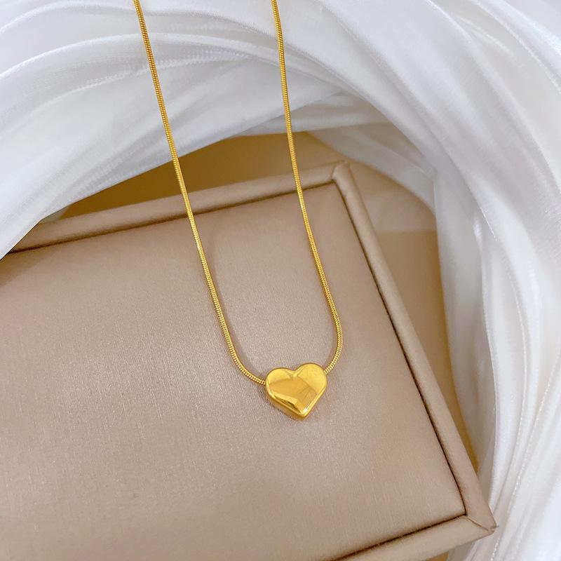 Light Luxury Snake Bone Chain Love Furnace Real Gold Necklace Female Collarbone Chain With Jewelry