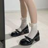 Black Single Shoes Women's Sweet Cool Gentle Shoes New Pure Desire Beautiful High Heel Bow Mary Jane Shoes