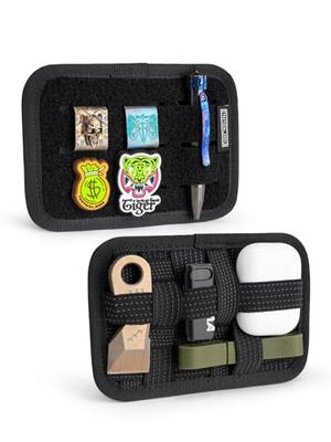 TACTICAL GEEK TCM2 Mini EDC Organizer Board, Non-Slip Elastic Woven Board with Small Item Bag Insert Panel, Bag-in-Bag, Everyday Essentials, Gadget Ba