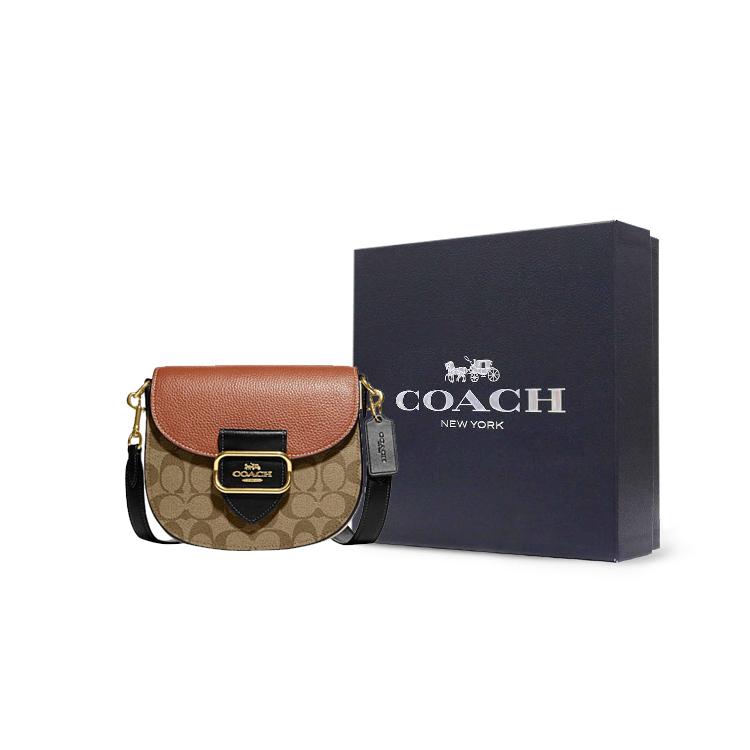 New COACH Cow Leather Saddle Bag, Crossbody Bag, Shoulder Bag Small Size Women's Brown & Rusty CE565-IME7V