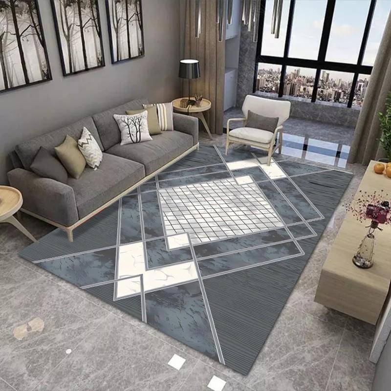 Modern Marble Geometric Rug for Living Room Carpet Bedroom Bedside Rug Sofa Table Area Rug Floor Mats Anti-Slip Doormat