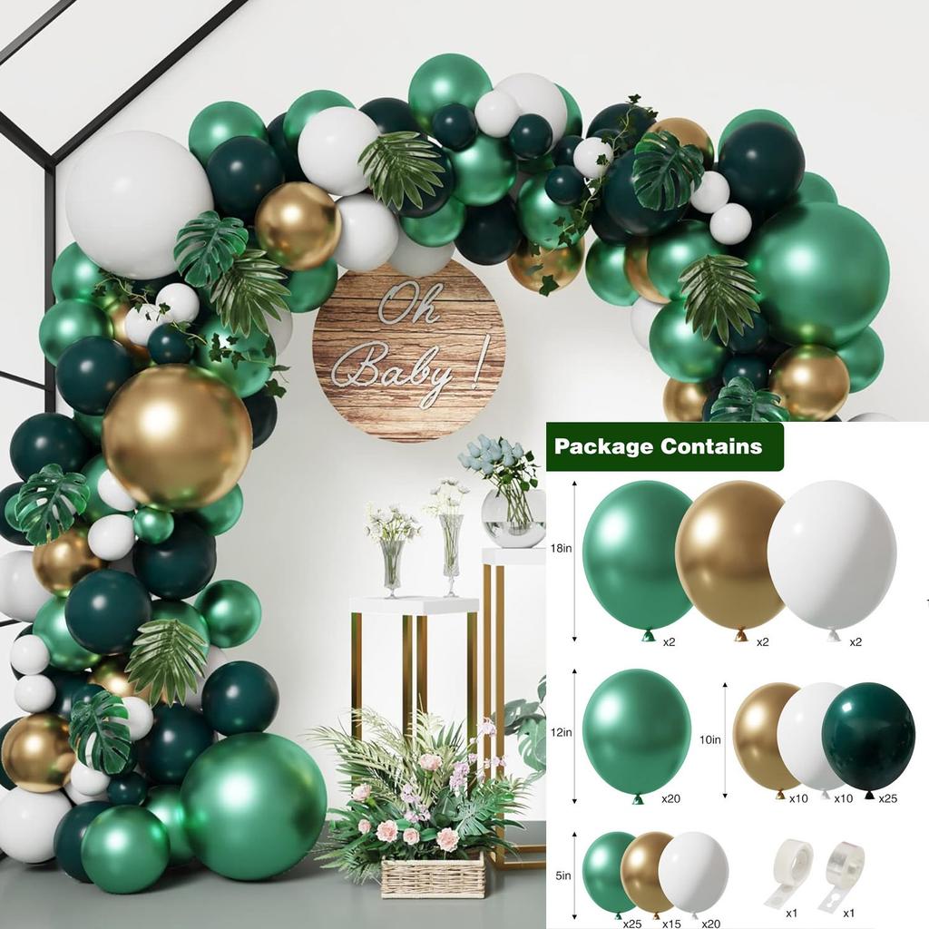 Jungle Green Birthday Arrangement Balloon Chain Package Festive Wreath Arch Party Decoration