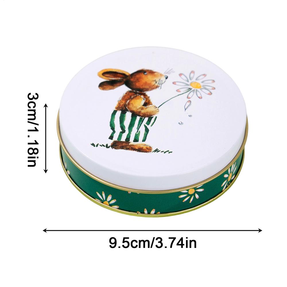 

Tinplate Candy Box Kids Gifts Small Tin Box Easter Cookie Box Portable Rabbit Gift Box for Birthday Wedding Party Decoration 9.5x3cm