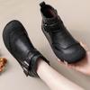 Genuine Leather Women Ankle Boots Plush Side Zipper Snow Boots Autumn/winter New Simple Retro Warm Casual Flat Mom Cotton Shoes