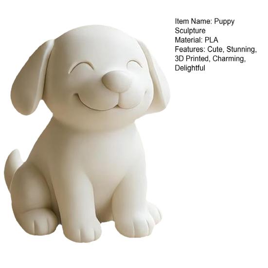Hundefigur, 3D-gedruckte niedliche Welpen-Skulptur, Kleines lächelndes Tier-Schreibtischornament für Wohnzimmer-Tischdekoration, Geschenke für Hundeliebhaber