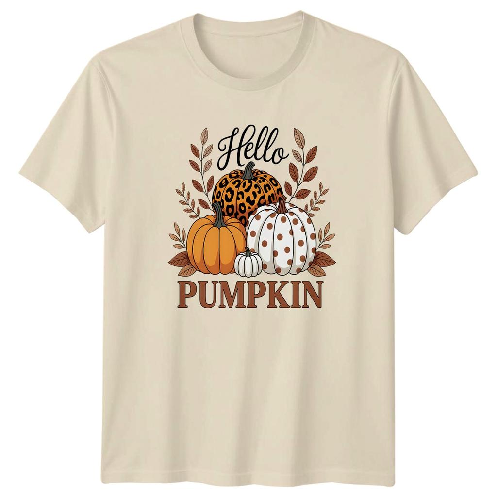 T-shirt Hello Pumpkin Unisex Autunno Regalo Per Lei