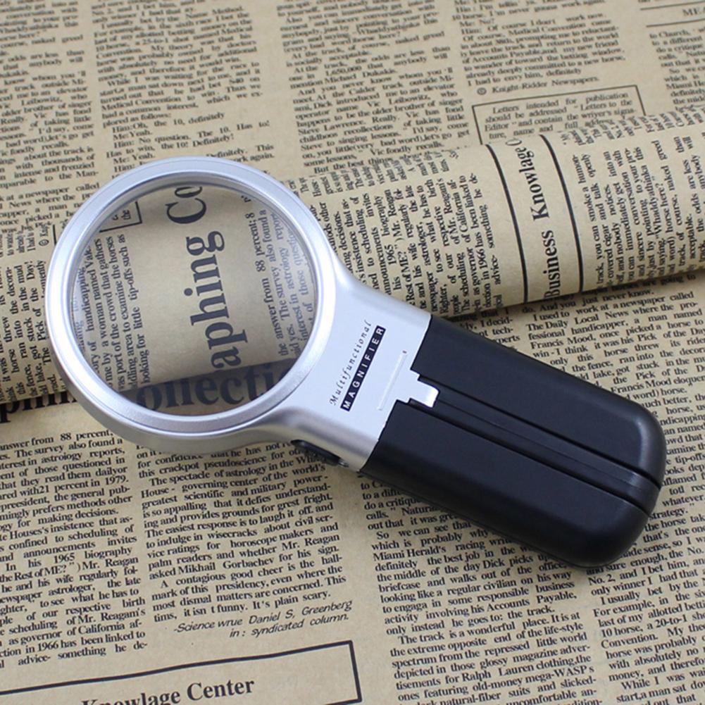 Portable 3X Folding Lamp Loupe Reading Newspaper Handheld Illuminated Magnifier